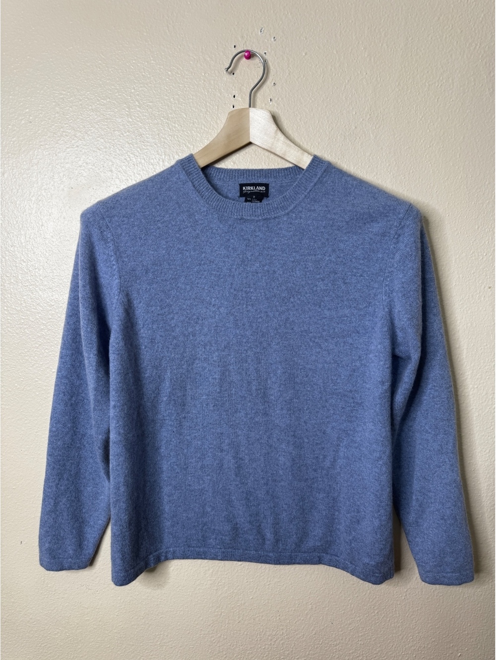 Kirkland Signature Women’s 100% Pure Cashmere Crewneck Sweater Blue Size Medium